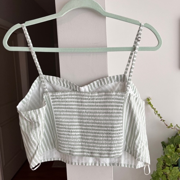 ANTHROPOLOGIE Mint Green/White Striped Cropped Bustier Top - Picture 5 of 7